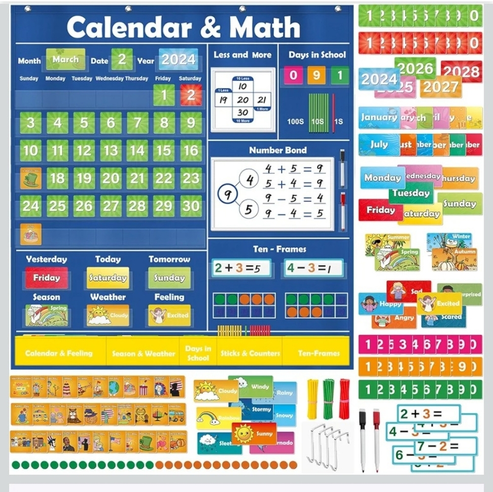 Pocket Calendar and Math Learning Poster